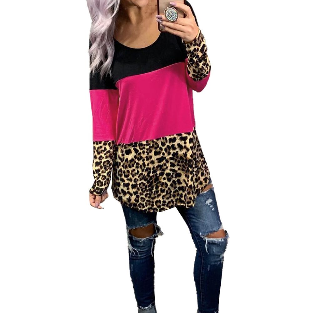 LEOPARD TRIPLE PATCHWORK ROSE COLORBLOCK TOP - Picture 2 of 7